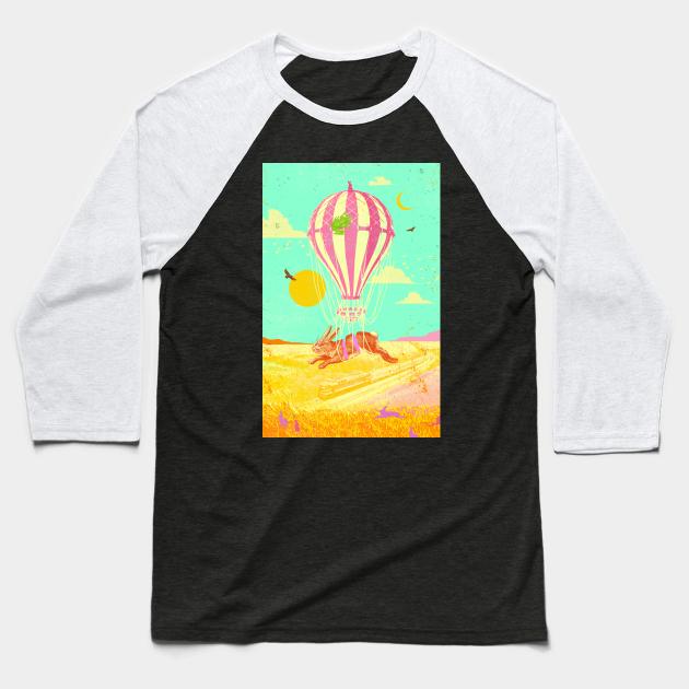 RABBIT BALLOON Baseball T-Shirt by Showdeer